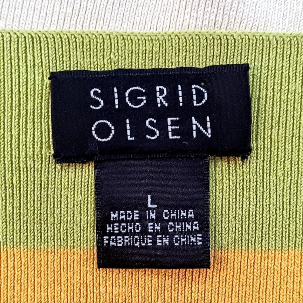 Sigrid Olsen Stripe Square Neck Silk Linen Sleeve… - image 3